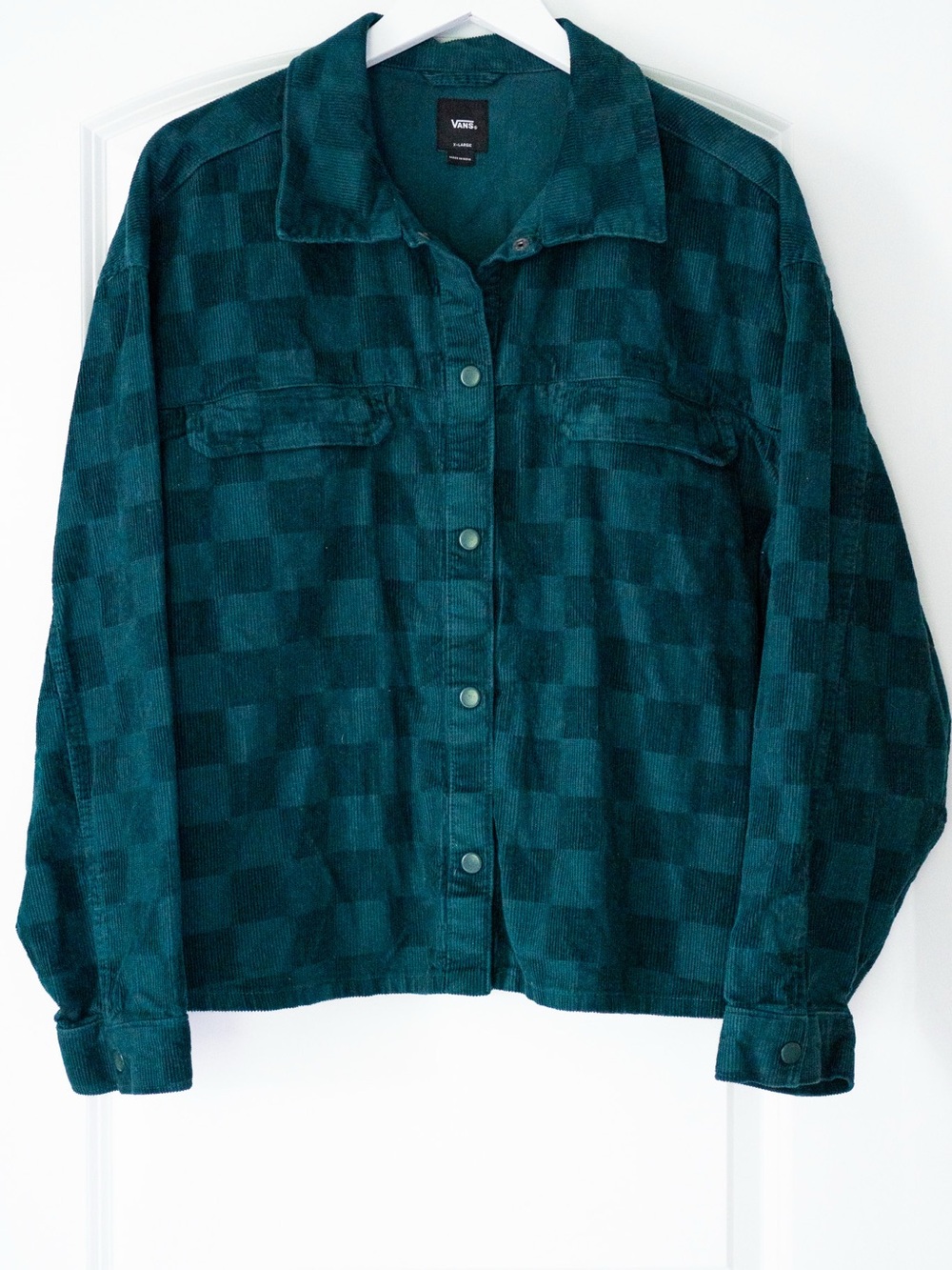 Vans Women's Deep Teal Checker Corduroy Jacket 100% Cotton